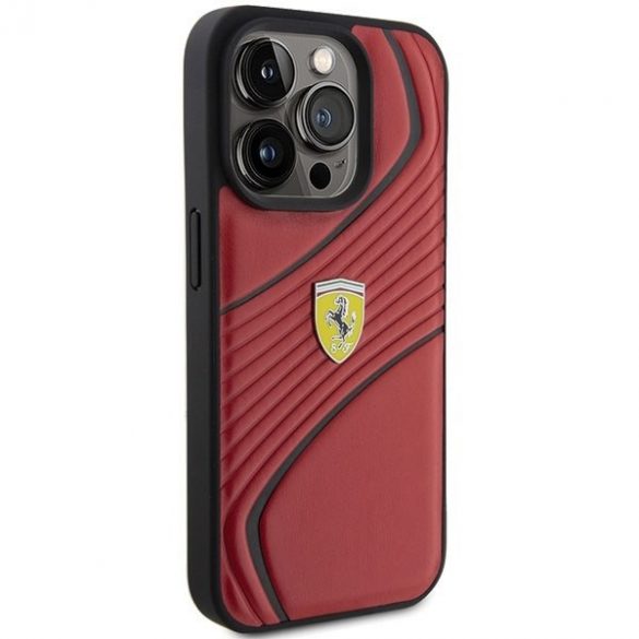 Carcasă rigidă Ferrari FEHCP15LPTWR pentru iPhone 15 Pro 6.1, culoare roșie, Twist Metal Logo"