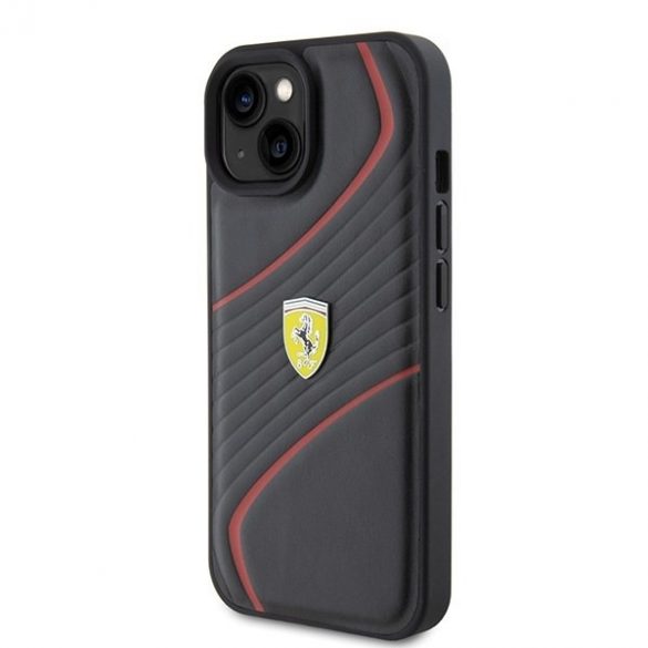 Ferrari FEHCP15SPTWK iPhone 15 / 14 / 13 6.1" carcasa rigidă neagră Twist Metal Logo