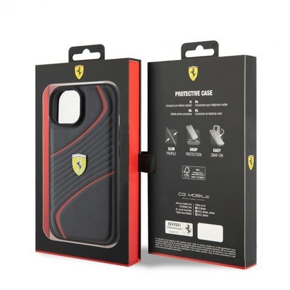 Ferrari FEHCP15SPTWK iPhone 15 / 14 / 13 6.1" carcasa rigidă neagră Twist Metal Logo