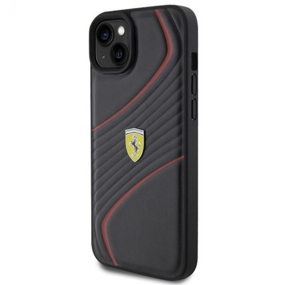 Ferrari FEHCP15MPTWK iPhone 15 Plus / 14 Plus 6.7" carcasa rigidă neagră Twist Metal Logo