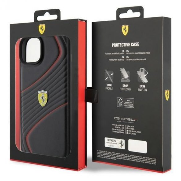 Ferrari FEHCP15MPTWK iPhone 15 Plus / 14 Plus 6.7" carcasa rigidă neagră Twist Metal Logo