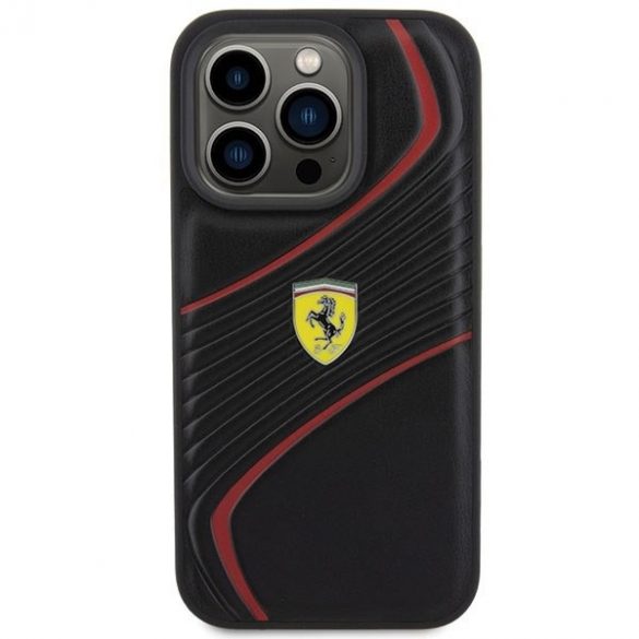 Ferrari FEHCP15LPTWK iPhone 15 Pro 6.1 negru / negru hard Husă Twist Metal Logo"