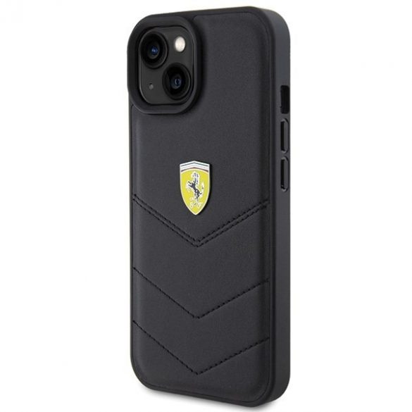 Ferrari FEHCP15SRDUK iPhone 15 / 14 / 13 6.1" carcasa rigidă neagră Quilted Metal Logo