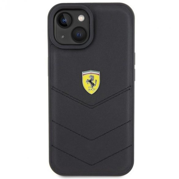 Ferrari FEHCP15SRDUK iPhone 15 / 14 / 13 6.1" carcasa rigidă neagră Quilted Metal Logo