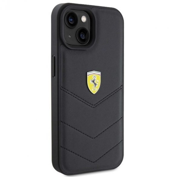 Ferrari FEHCP15SRDUK iPhone 15 / 14 / 13 6.1" carcasa rigidă neagră Quilted Metal Logo