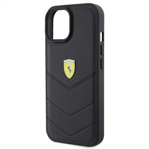 Ferrari FEHCP15SRDUK iPhone 15 / 14 / 13 6.1" carcasa rigidă neagră Quilted Metal Logo