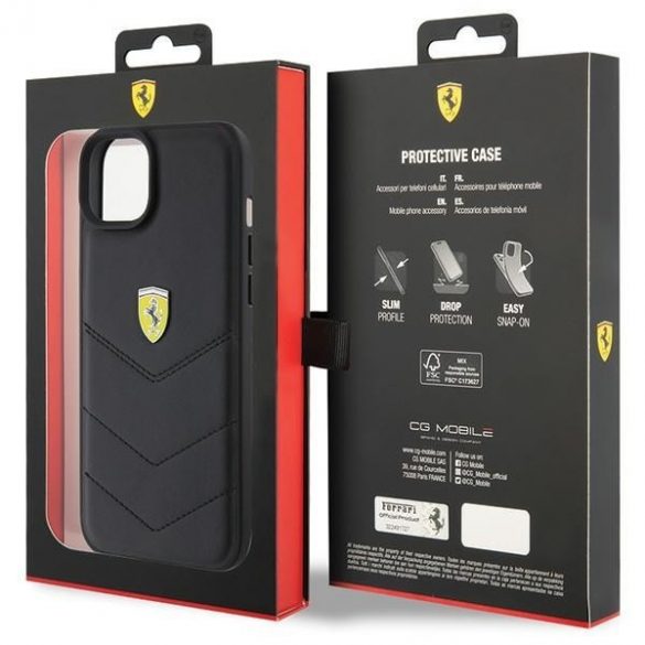 Ferrari FEHCP15MRDUK iPhone 15 Plus / 14 Plus 6.7" negru/negru hard Husă Quilted Metal Logo