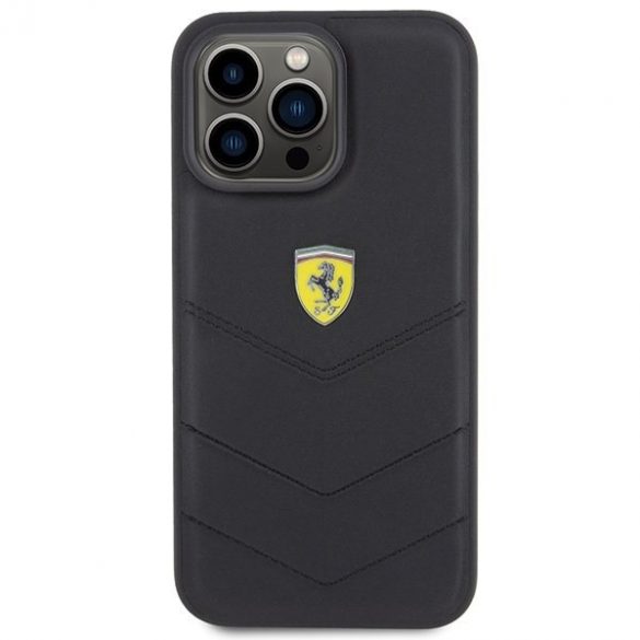 Carcasă rigidă Ferrari FEHCP15XRDUK pentru iPhone 15 Pro Max 6.7, neagră/carny Quilted Metal Logo"