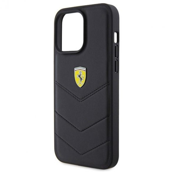 Carcasă rigidă Ferrari FEHCP15XRDUK pentru iPhone 15 Pro Max 6.7, neagră/carny Quilted Metal Logo"