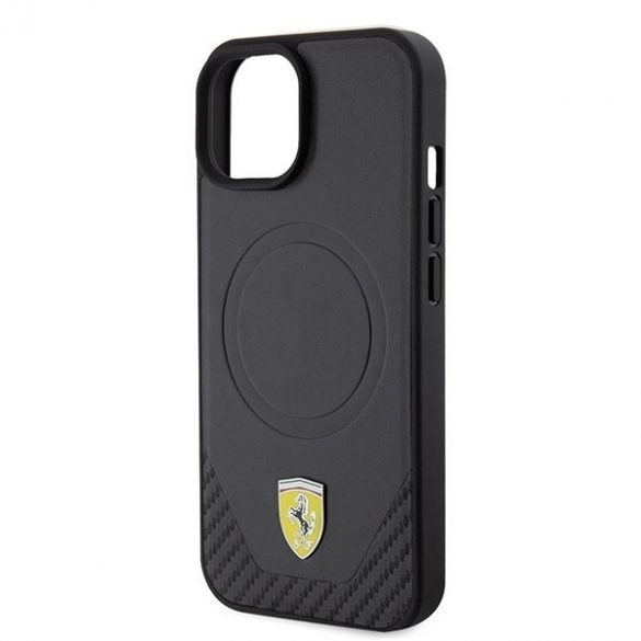 Ferrari FEHMP15SPTEK iPhone 15 / 14 / 13 6.1" carcasă rigidă/neagră Carbon Metal Logo MagSafe