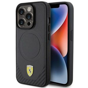 Carcasă rigidă Ferrari FEHMP15LPTEK iPhone 15 Pro 6.1 czarny/negru Carbon Metal Logo MagSafe"