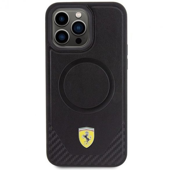 Carcasă rigidă Ferrari FEHMP15XPTEK iPhone 15 Pro Max 6.7, negru/carbon Metal Logo MagSafe"