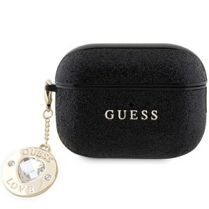 Husa Guess GUAP2PGEHCDK AirPods Pro 2 (2022/2023) negru/negru Fixed Glitter Heart Diamond Charm