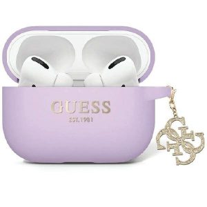 Guess GUAP2LECG4U Husa AirPods Pro 2 (2022/2023) fioletowy/violet Silicon lichid Glitter Triunghi Charm