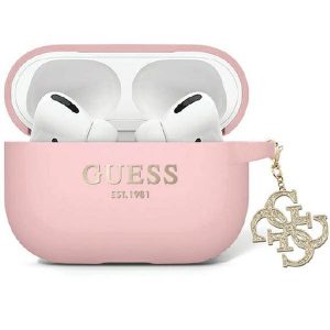 Guess GUAP2LECG4P AirPods Pro 2 (2022/2023) Husă roz/roz Liquid Silicone Glitter Triangle Charm