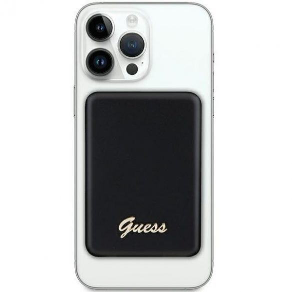 Guess Powerbank indukcyjny 5W GUPBM3ALGSGK 3000mAh czarny/negru MagSafe Metal Script Logo