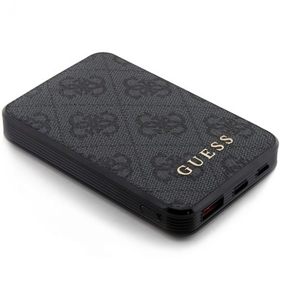 Guess Powerbank 15W GUPB5LP4GEGK 5000mAh negru / negru 4G piele Metal Logo