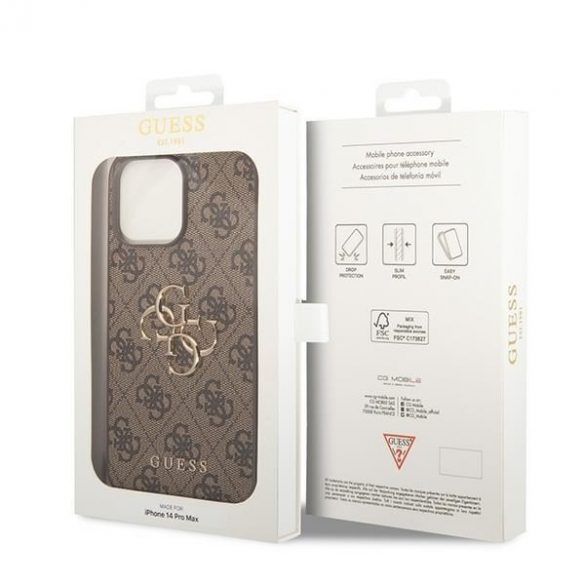 Guess GUHCP15L4GMGBR iPhone 15 Pro 6.1 husă rigidă maro/brązowy 4G Big Metal Logo"