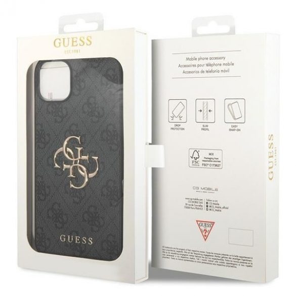 Guess GUHCP15S4GMGGR iPhone 15 / 14 / 13 6.1" gri/gri hard Husă 4G Big Metal Logo