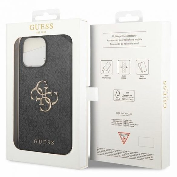 Guess GUHCP15L4GMGGR iPhone 15 Pro 6.1 szary/gri carcasă rigidă 4G Big Metal Logo"