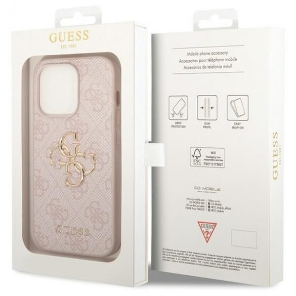 Guess GUHCP15L4GMGPI iPhone 15 Pro 6.1 rożowy/roz hardcase 4G Big Metal Logo"