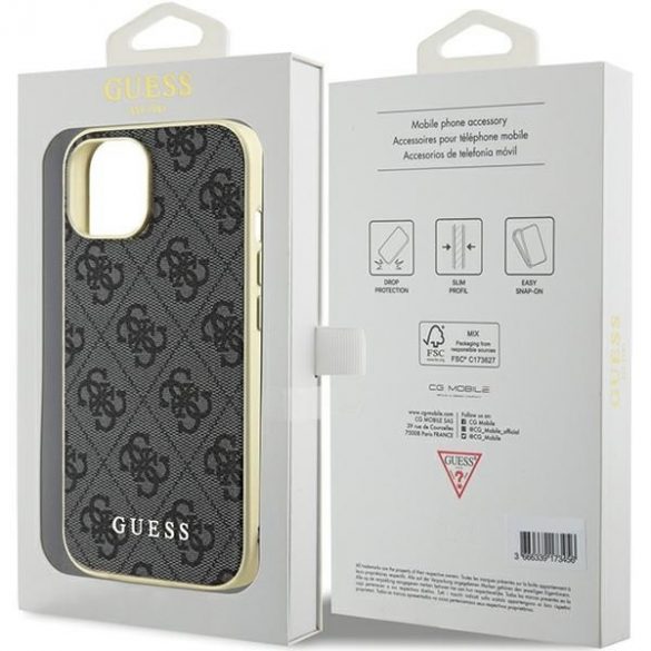 Guess GUHCP15SGF4GGR iPhone 15 / 14 / 13 6,1" husă szary/gri 4G Charms Collection