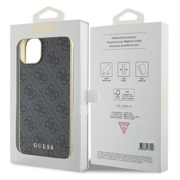 Guess GUHCP15MGF4GGR iPhone 15 Plus / 14 Plus husă rigidă szary/gri de 6,7 inchi 4G Charms Collection