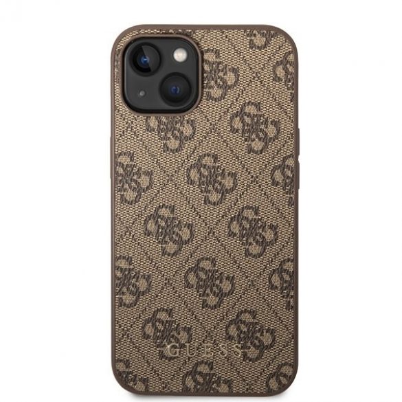 Guess GUHCP15MG4GFBR iPhone 15 Plus / 14 Plus 6,7" husă rigidă maro/brązowy 4G Metal Gold Logo