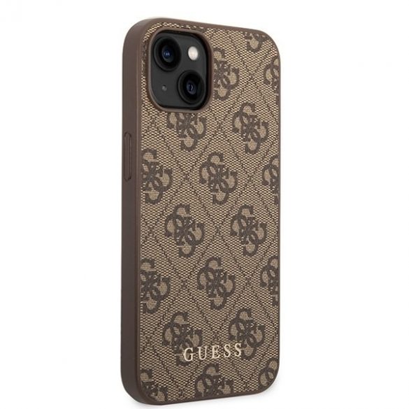 Guess GUHCP15MG4GFBR iPhone 15 Plus / 14 Plus 6,7" husă rigidă maro/brązowy 4G Metal Gold Logo