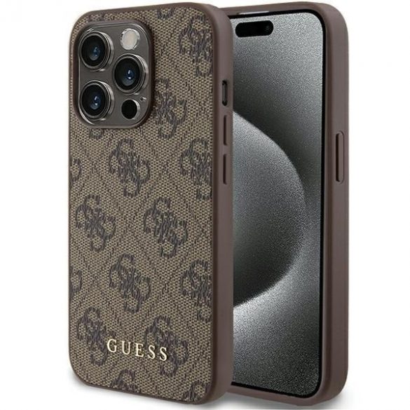 Guess GUHCP15LG4GFBR iPhone 15 Pro 6.1 maro/maro husă greu 4G Metal Gold Logo"