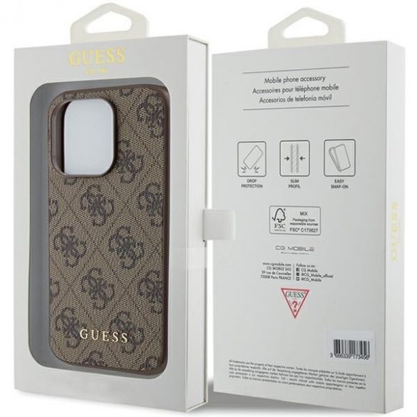 Guess GUHCP15LG4GFBR iPhone 15 Pro 6.1 maro/maro husă greu 4G Metal Gold Logo"