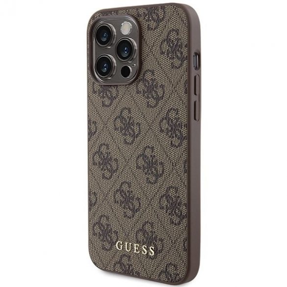 Guess GUHCP15XG4GFBR iPhone 15 Pro Max 6.7 brązowy/maro husă rigidă 4G Metal Gold Logo"