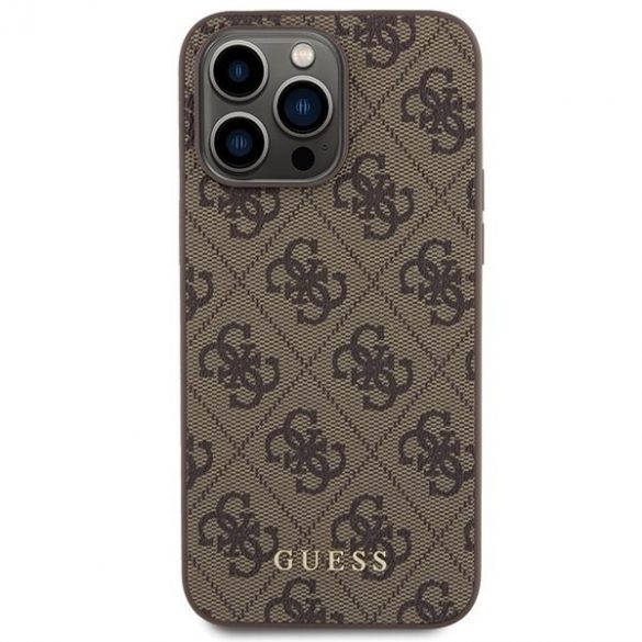 Guess GUHCP15XG4GFBR iPhone 15 Pro Max 6.7 brązowy/maro husă rigidă 4G Metal Gold Logo"