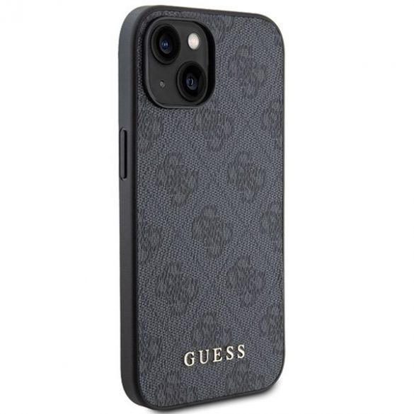 Guess GUHCP15SG4GFGR iPhone 15 / 14 / 13 6.1" gri/gri hard Husă 4G Metal Gold Logo