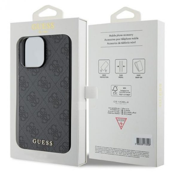 Guess GUHCP15LG4GFGR iPhone 15 Pro 6.1 gri/gri hard Husă 4G Metal Gold Logo"