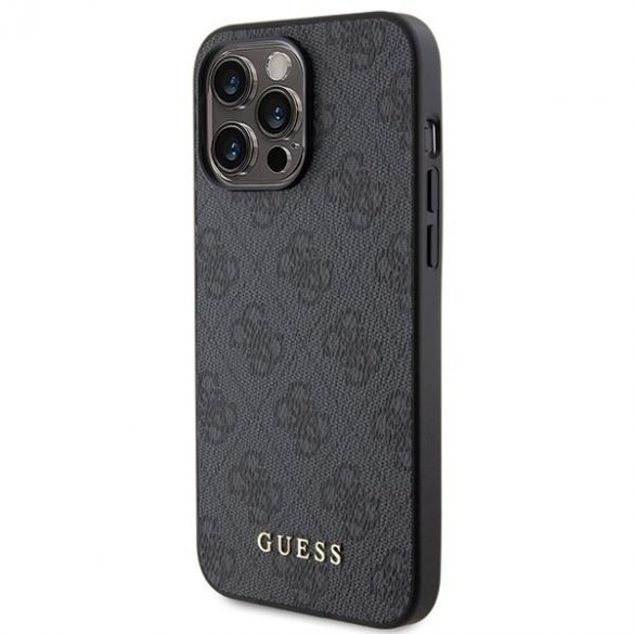 Guess GUHCP15XG4GFGR iPhone 15 Pro Max 6.7 gri/gri hard Husă 4G Metal Gold Logo"