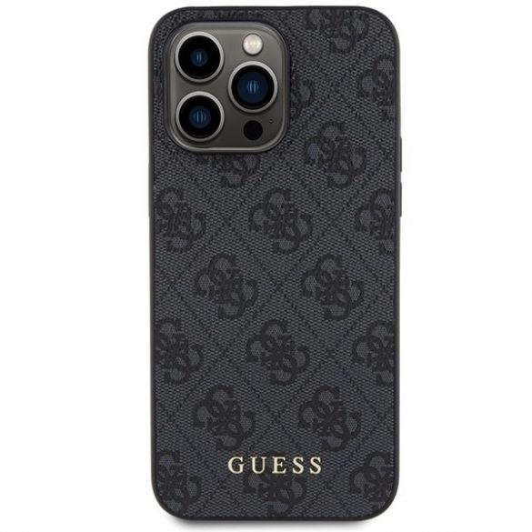 Guess GUHCP15XG4GFGR iPhone 15 Pro Max 6.7 gri/gri hard Husă 4G Metal Gold Logo"