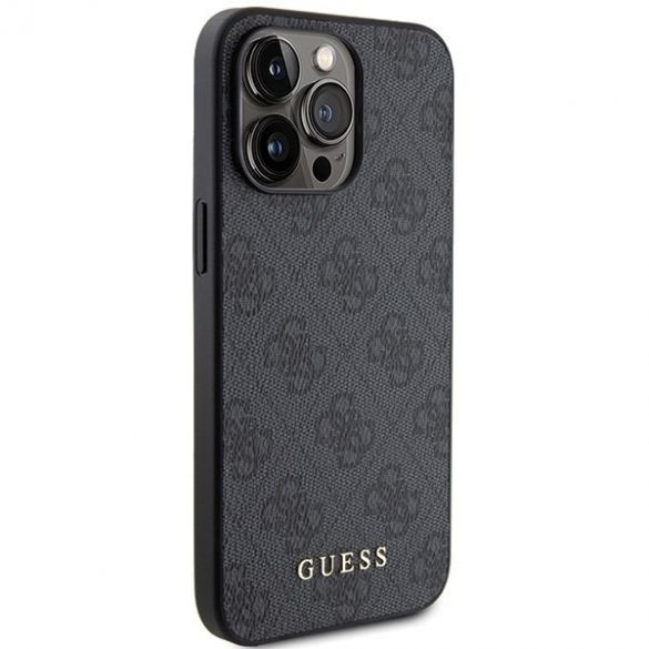 Guess GUHCP15XG4GFGR iPhone 15 Pro Max 6.7 gri/gri hard Husă 4G Metal Gold Logo"