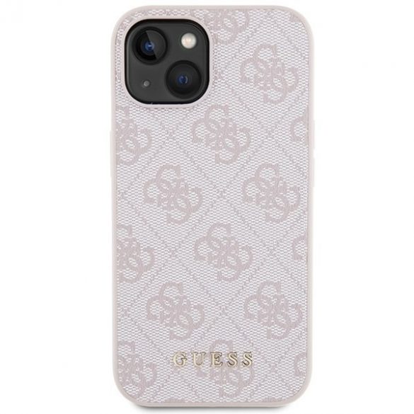 Guess GUHCP15SG4GFPI iPhone 15 / 14 / 13 6.1" roz/roz hard Husă 4G Metal Gold Logo