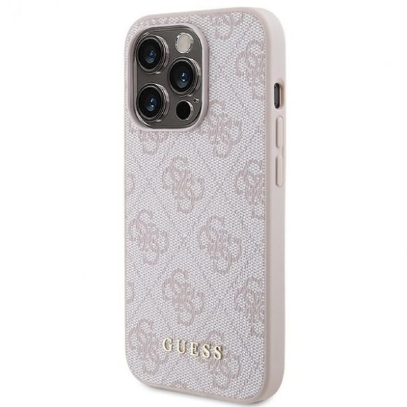 Carcasă rigidă Guess GUHCP15LG4GFPI iPhone 15 Pro 6.1 rożowy/roz 4G Metal Gold Logo"