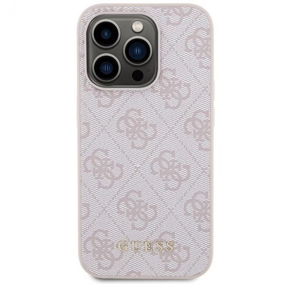 Carcasă rigidă Guess GUHCP15LG4GFPI iPhone 15 Pro 6.1 rożowy/roz 4G Metal Gold Logo"