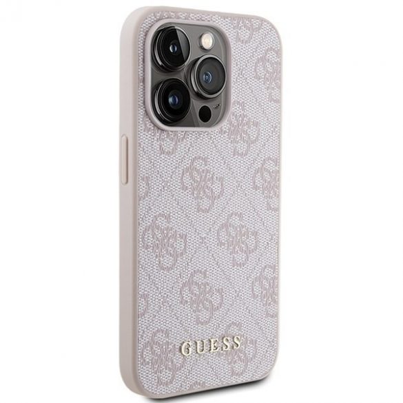 Carcasă rigidă Guess GUHCP15LG4GFPI iPhone 15 Pro 6.1 rożowy/roz 4G Metal Gold Logo"