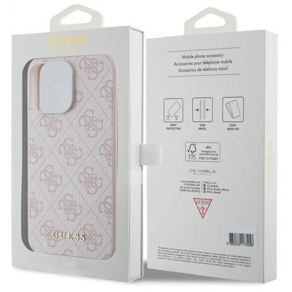 Guess GUHCP15XG4GFPI iPhone 15 Pro Max 6.7 roz/roz hard Husă 4G Metal Gold Logo"