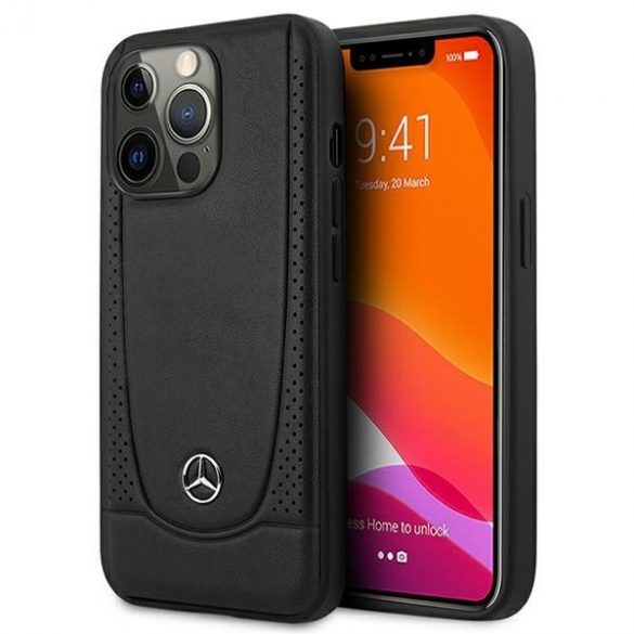 Mercedes MEHCP15LARMBK iPhone 15 Pro 6.1 negru / negru hard Husă piele Urban"