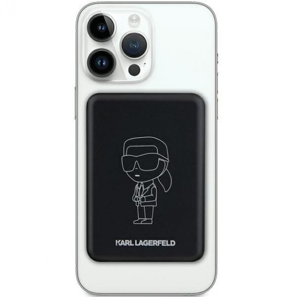 Karl Lagerfeld Powerbank indukcyjny KLPBM5KIOTTGK 5000mAh czarny/negru NFT Outline Ikonik MagSafe