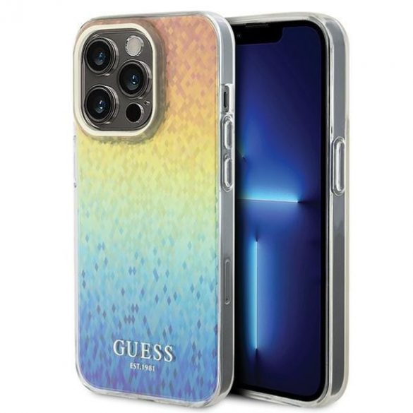 Guess GUHCP14LHDECMI iPhone 14 Pro 6.1 husă rigidă cu oglindă fațetată IML Disco Iridescent"