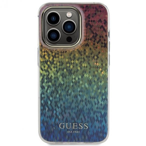 Guess GUHCP14LHDECMI iPhone 14 Pro 6.1 husă rigidă cu oglindă fațetată IML Disco Iridescent"