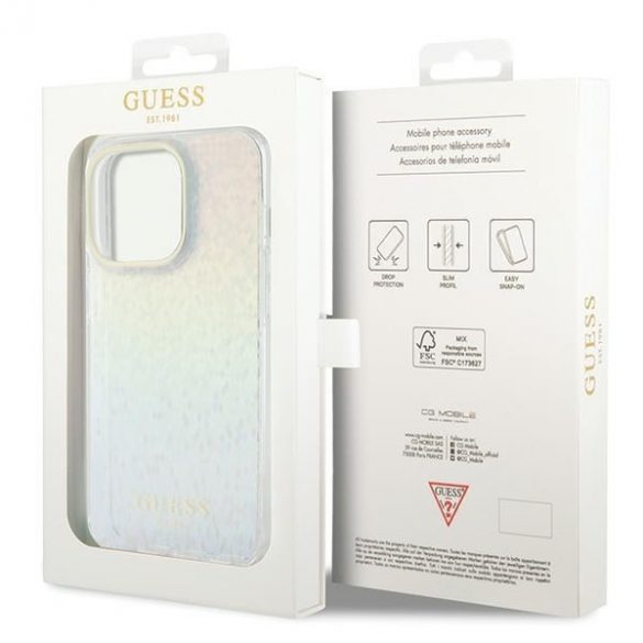 Guess GUHCP14LHDECMI iPhone 14 Pro 6.1 husă rigidă cu oglindă fațetată IML Disco Iridescent"