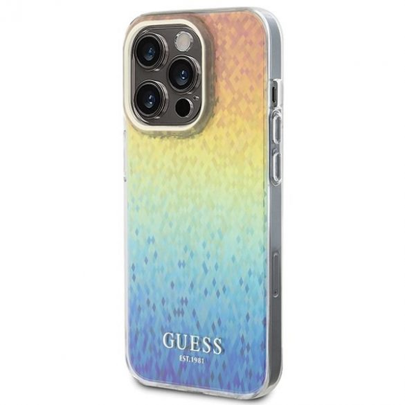 Guess GUHCP15LHDECMI iPhone 15 Pro 6.1 husă rigidă cu oglindă fațetată IML Disco Iridescent"