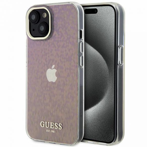 Guess GUHCP15SHDECMP iPhone 15 / 14 / 13 6.1" rożowy/roz hardcase IML Faceted Mirror Disco Iridescent